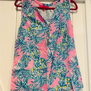 Lilly Pulitzer Pink and Blue Tropical Tank Top